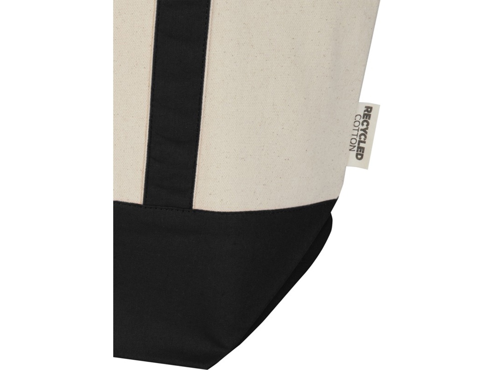 Sam эко- сумка из переработанного хлопка, сертифицированного согласно GRS, плотностью 320 г/м² - сплошной черный / Натуральный