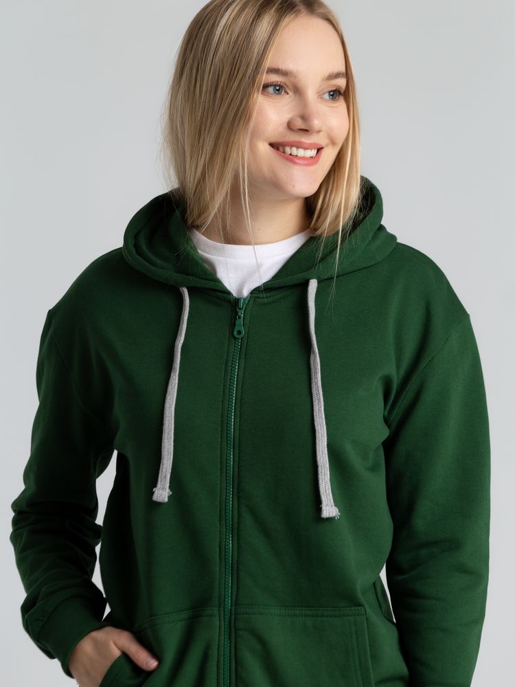 Толстовка с капюшоном на молнии Unit Siverga Heavy, темно-зеленая, размер XS