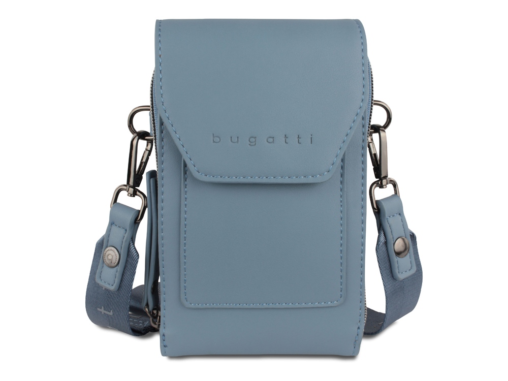 Сумка наплечная BUGATTI АЛМАТА | ALMATA, голубая, полиуретан, 11х4х19 см