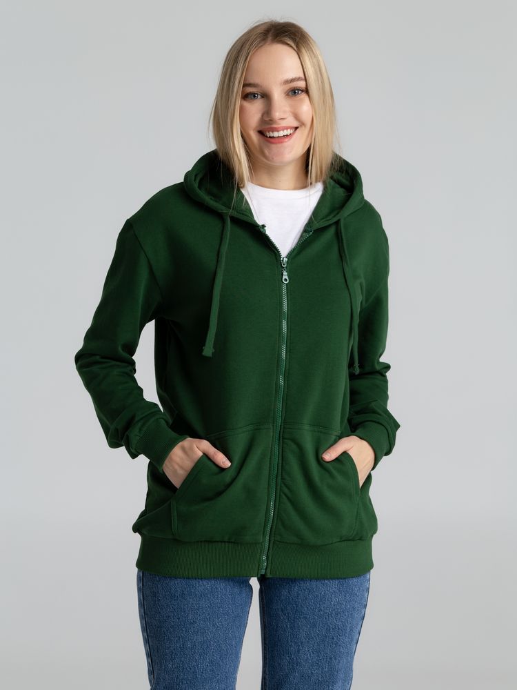 Толстовка на молнии с капюшоном Siverga Heavy 2.0, темно-зеленая, размер XXL