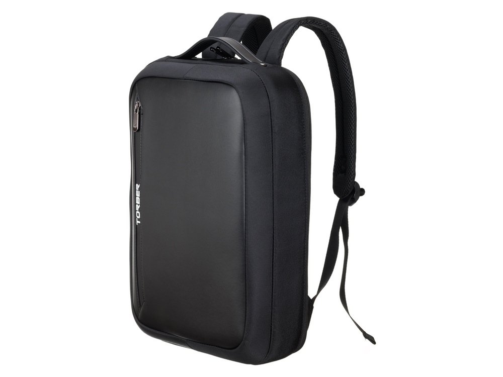 Рюкзак TORBER ВОЯЖ с отделением для ноутбука 15,6'', черный, нейлон/микрофибра, 30x12x42 см, 14л