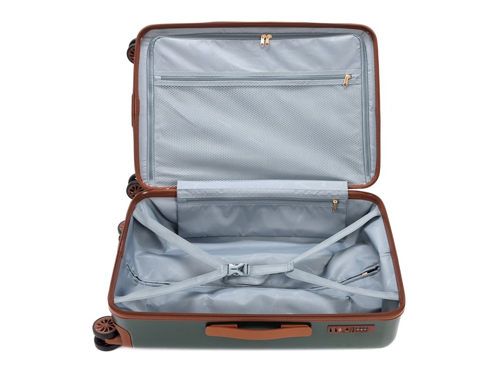 Чемодан BUGATTI АМЕЛИЯ | AMELIA, зеленый, поликарбонат / АБС-пластик, 42х24х67 см, 55 л