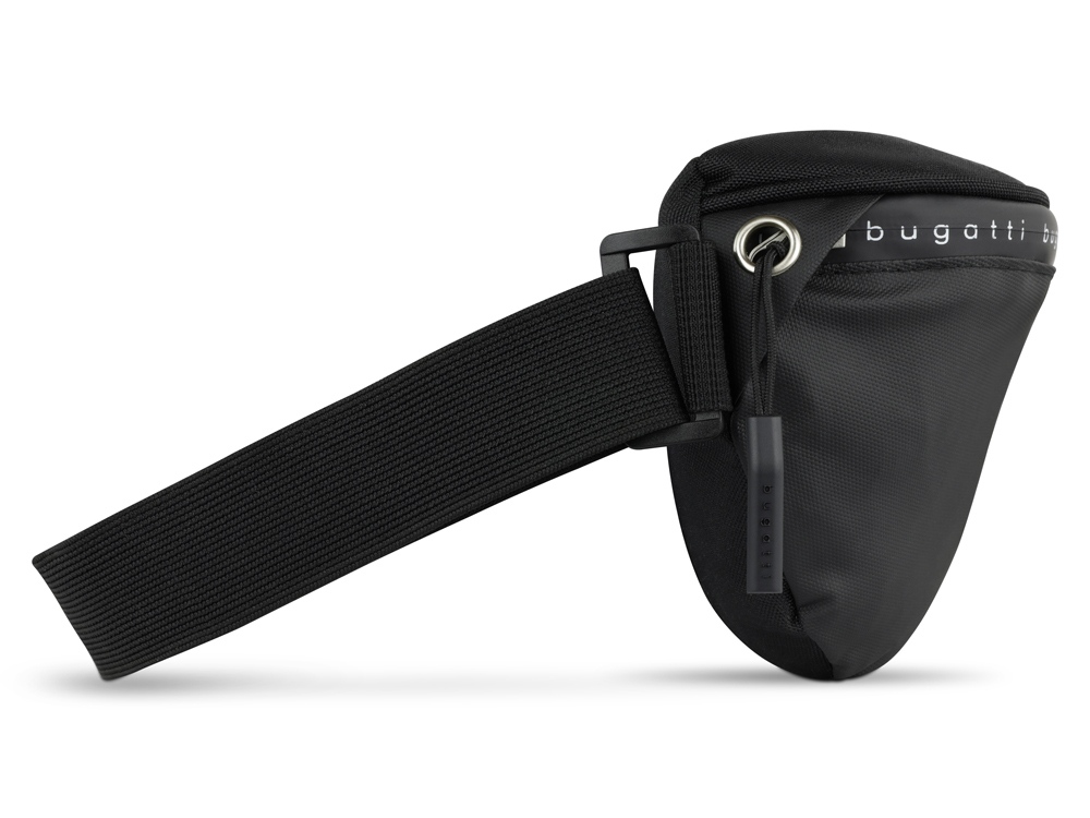 Сумка на пояс BUGATTI БЛАНК ОБЛЕГЧЕННАЯ | BLANC DELIGHT, чёрная, нейлон RPET600D/тарпаулин/полиэстер, 24х11х12,5 см, 2 л