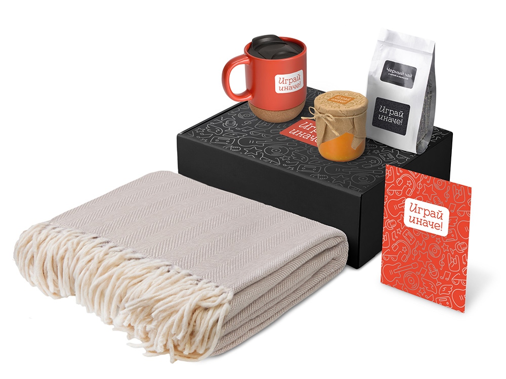 Подарочный набор Re:y. Nest с пледом, кружкой и вареньем с логотипом  | Print Logo
