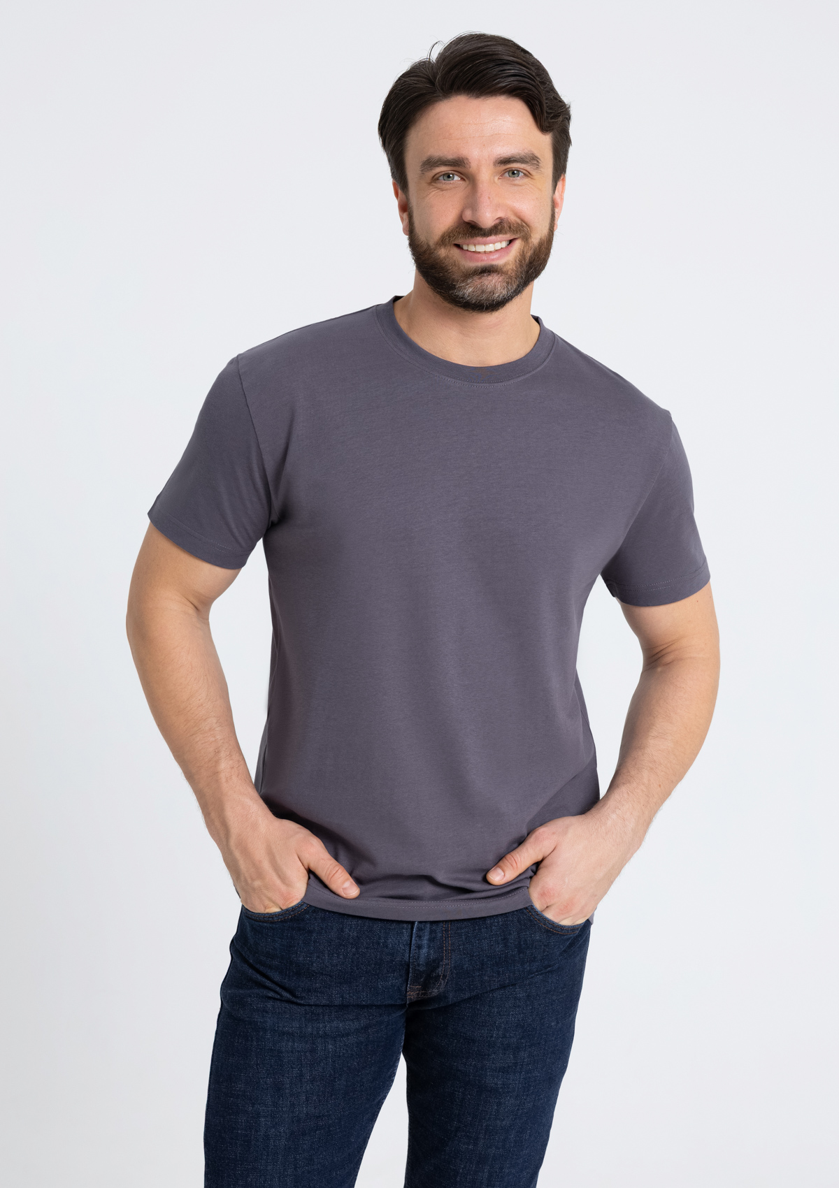 Футболка мужская STAN хлопок 180, 08U, Тёмно-серый,  (100/1)  (56/XXXL)