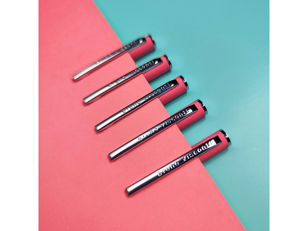 Ручка шариковая автоматическая BrunoVisconti® PALERMO цвет корпуса красный коралловый, soft-touch, 0.7 мм