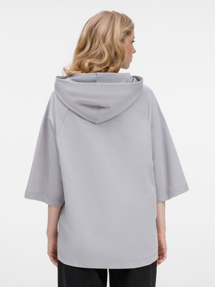 Футболка оверсайз унисекс с капюшоном Neofit, светло-серая, размер M/L