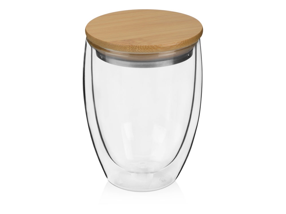 Стакан с двойными стенками и бамбуковой крышкой Valday с логотипом Eat&Bite Select | Print Logo