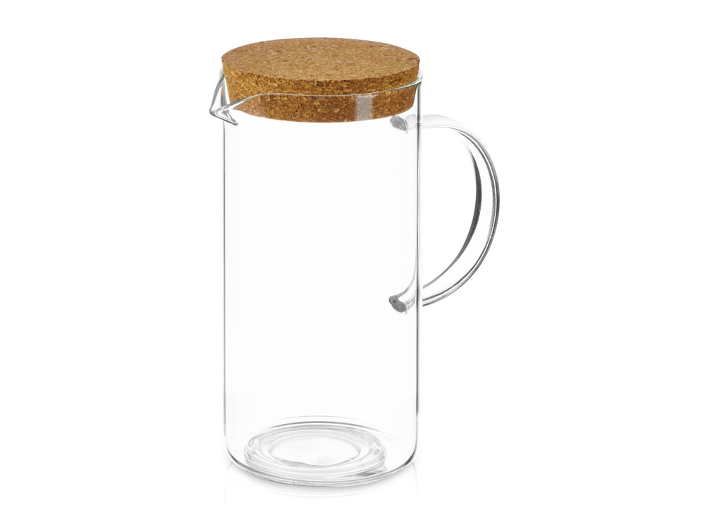 Стеклянный кувшин с крышкой из пробки Fiz с логотипом Eat&Bite | Print Logo