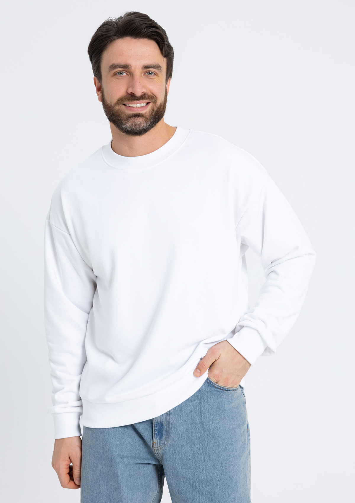 Свитшот унисекс STAN футер без начёса, 350, 96, Белый,  (10/1)  (44/XS)