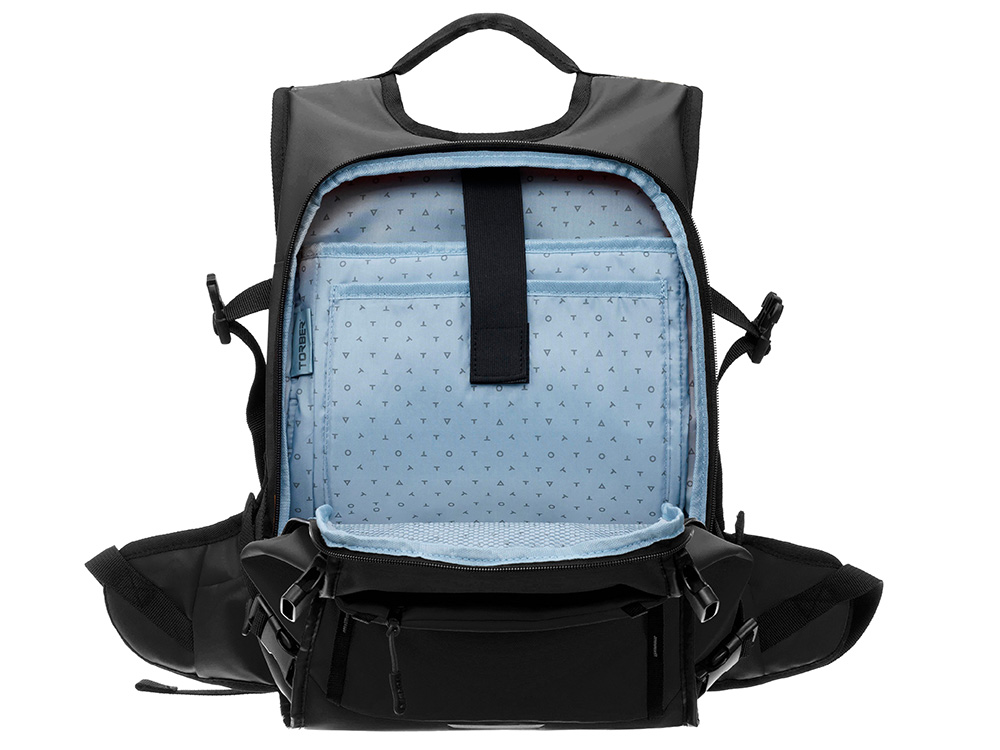 Рюкзак TORBER РИТМ, черный, полиэстер 900D с PU покрытием, 45 х 32 х 20 см