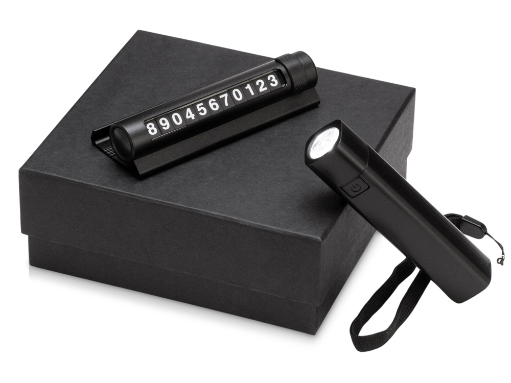Подарочный набор с фонариком и парковочной табличкой Blackster с логотипом  | Print Logo