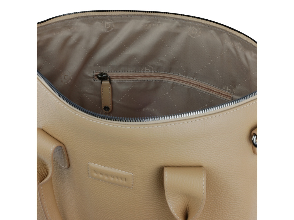 Сумка-шоппер BUGATTI ЭЛЬЗА | ELSA, песочного цвета, воловья кожа/полиэстер, 46х11х31,5 см