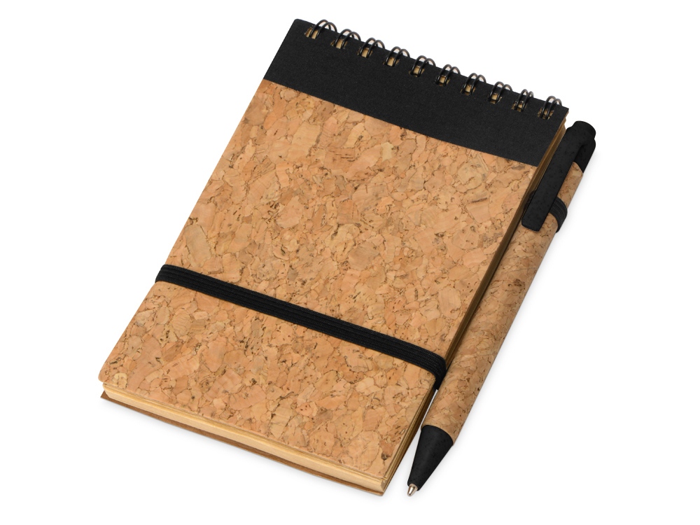 Блокнот Forli S с обложкой из пробки и ручкой с логотипом  | Print Logo