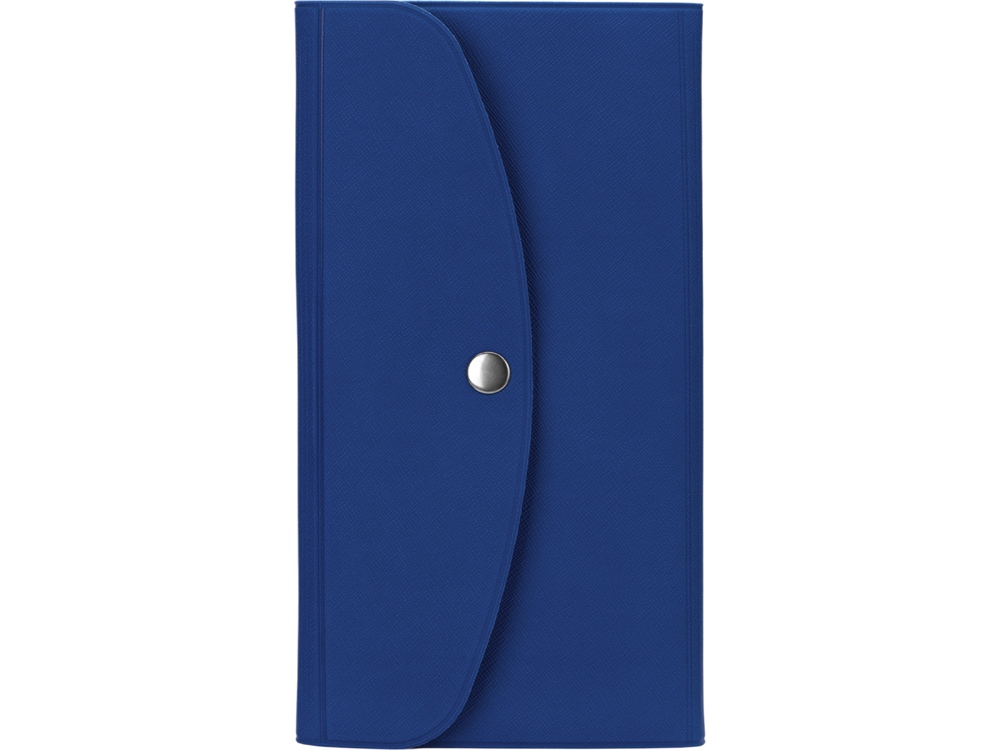 Органайзер для документов на кнопке с отделением для купюр и ручки, упаковка в индивидуальный пакет, синий/темно-синий