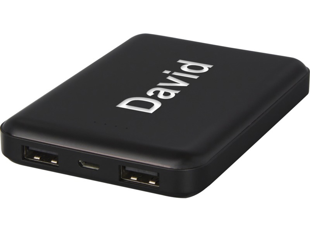 Gleam Ультратонкое портативное зарядное устройство с подсветкой емкостью 5000 мАч, черный