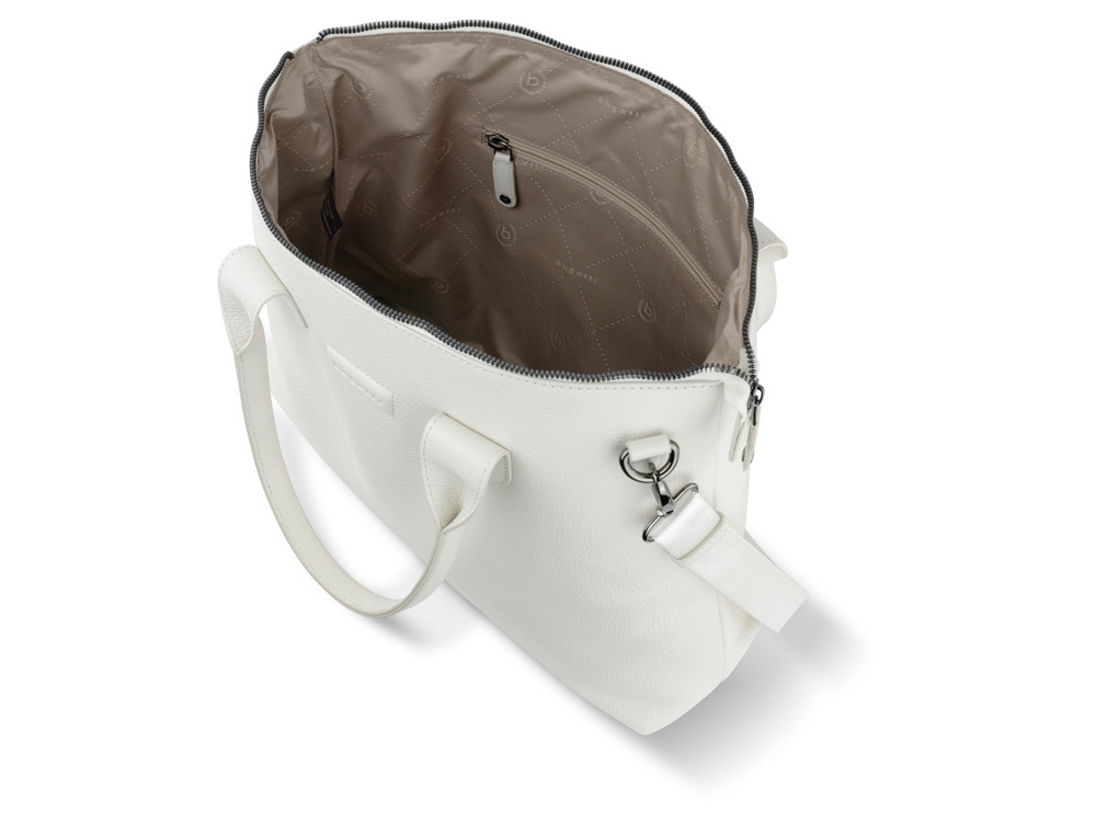 Сумка-шоппер BUGATTI ЭЛЬЗА | ELSA, белая, воловья кожа/полиэстер, 46х11х31,5 см