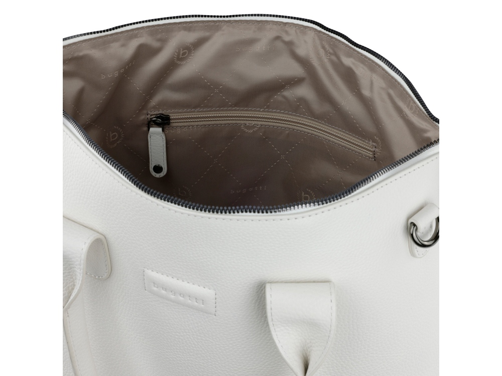 Сумка-шоппер BUGATTI ЭЛЬЗА | ELSA, белая, воловья кожа/полиэстер, 46х11х31,5 см