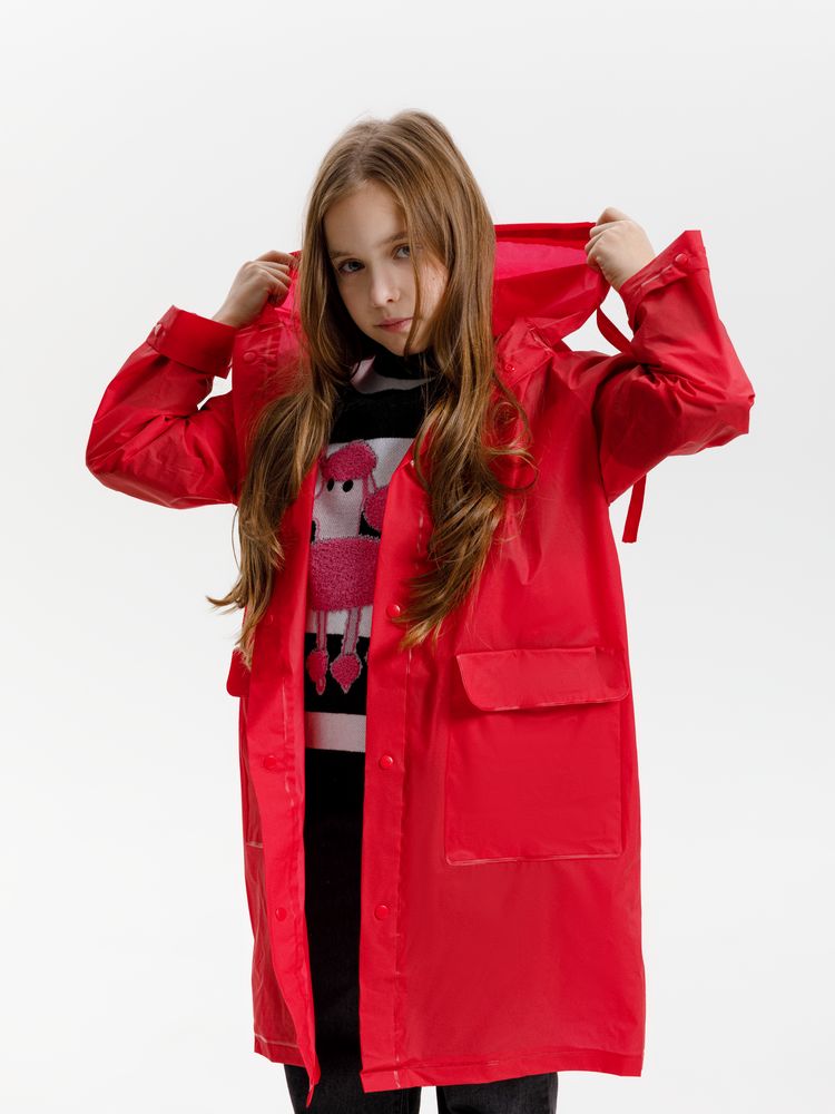 Дождевик детский RainDrop Kids, красный, 12 лет (рост 142-152)