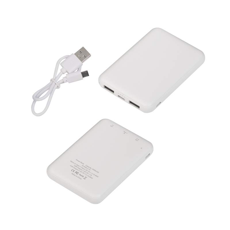 Зарядное устройство "Compact", 5000 mAh, белый фото на сайте Print Logo.