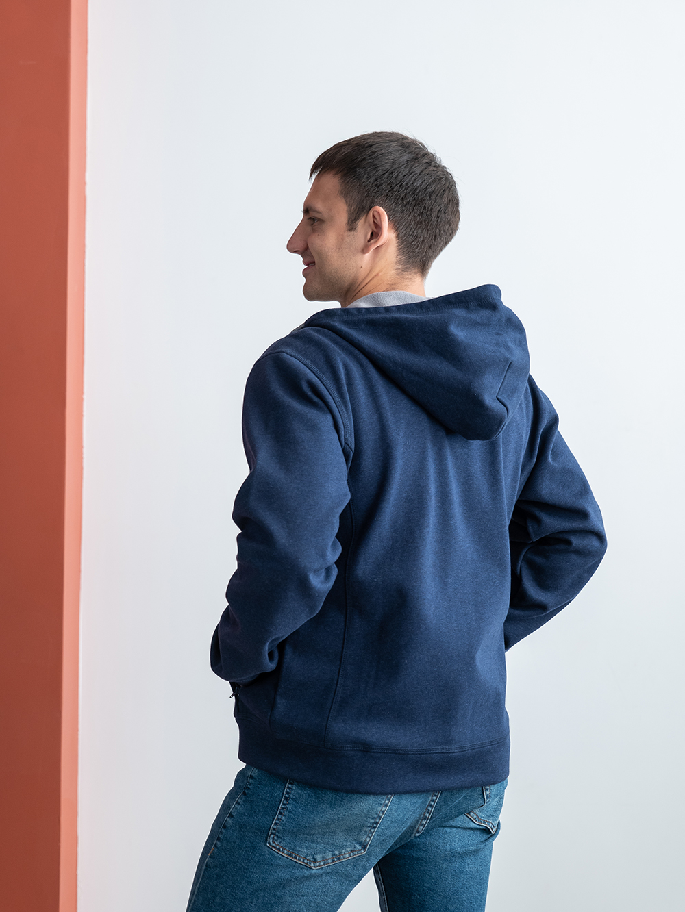 Толстовка мужская STAN с капюшоном на молнии сэндвич 320, 18, Серый меланж,  (50/60)  (56/XXXL)