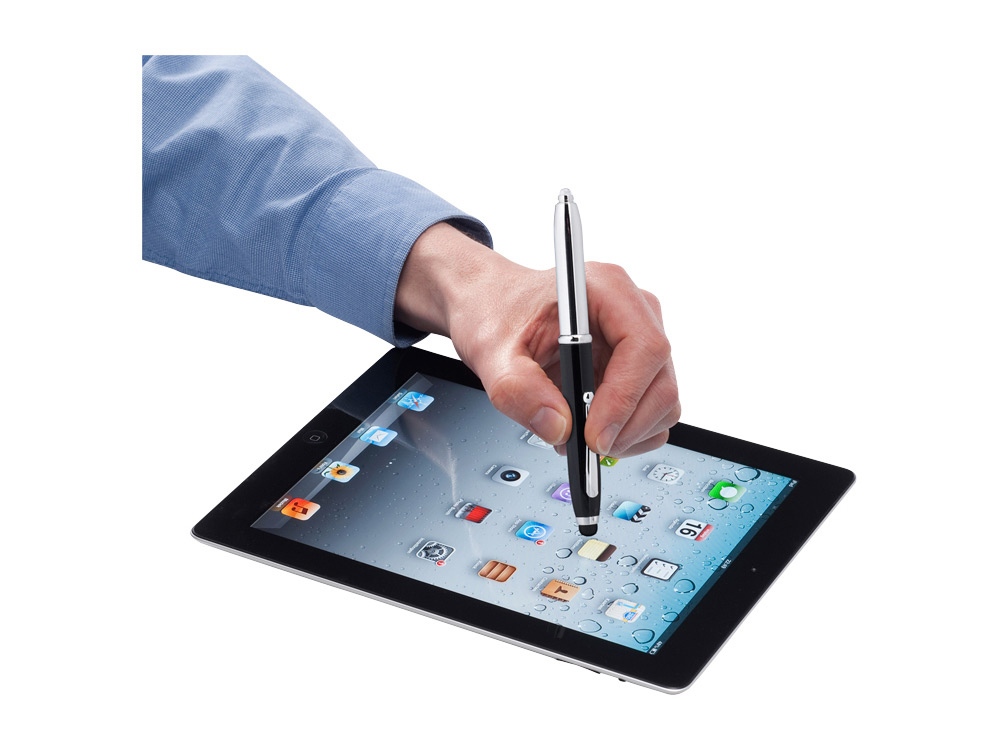 Ручка-стилус шариковая Xenon, черный/серебристый, синие чернила