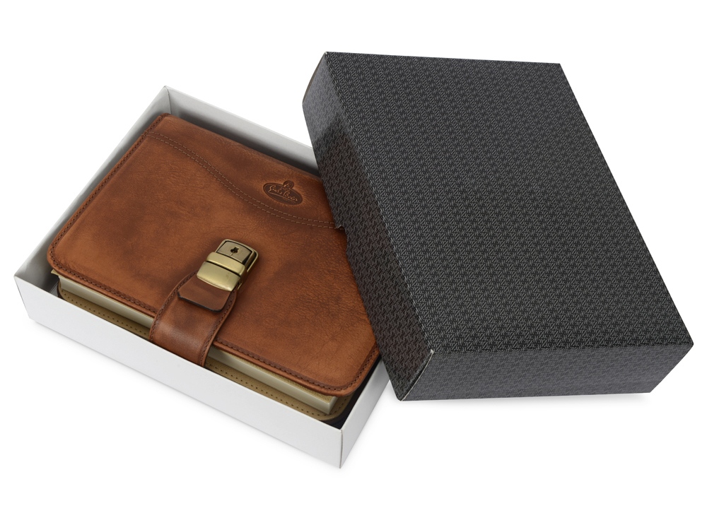 Органайзер Премьер с ежедневником, записной книжкой и блокнотом, Giulio Barсa, коричневый