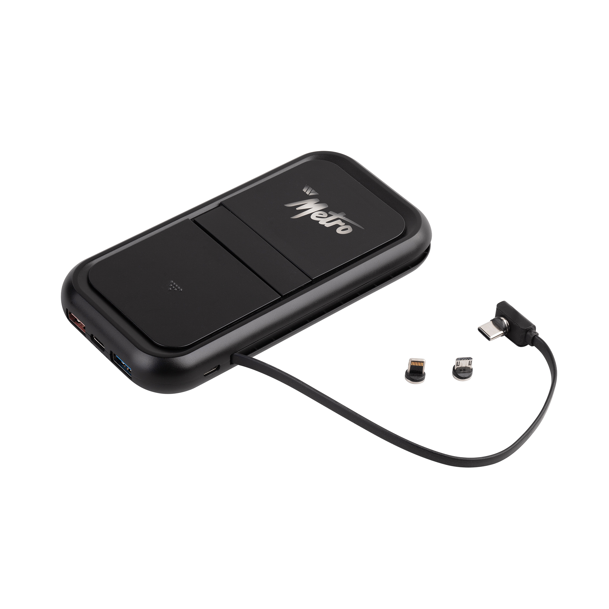 Беспроводное ЗУ "Fast & Furious", 10000 mAh, с быстрой (22.5W/15W) зарядкой, с магнитным кабелем и набором переходников, с подсветкой логотипа фото на сайте Print Logo.