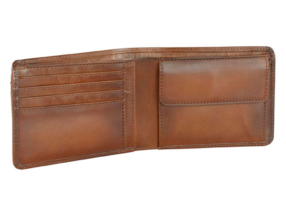 Портмоне BUGATTI ДОМ | DOMUS, с RFID защитой, коньячный цвет, натуральная воловья кожа, 12,5х2х9 см