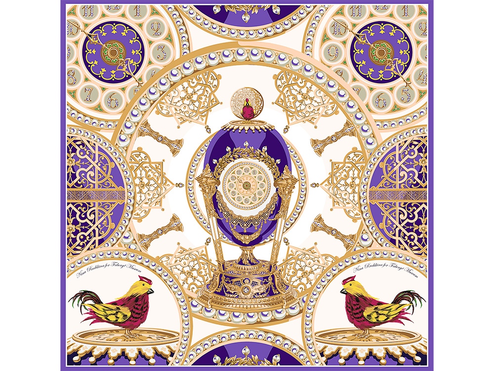 Платок Пасхальное яйцо-часы Петушок с логотипом Русские в моде | Print Logo