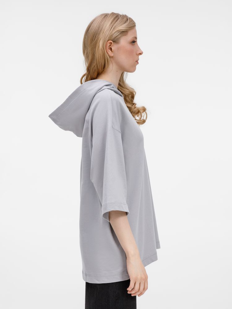 Футболка оверсайз унисекс с капюшоном Neofit, светло-серая, размер M/L