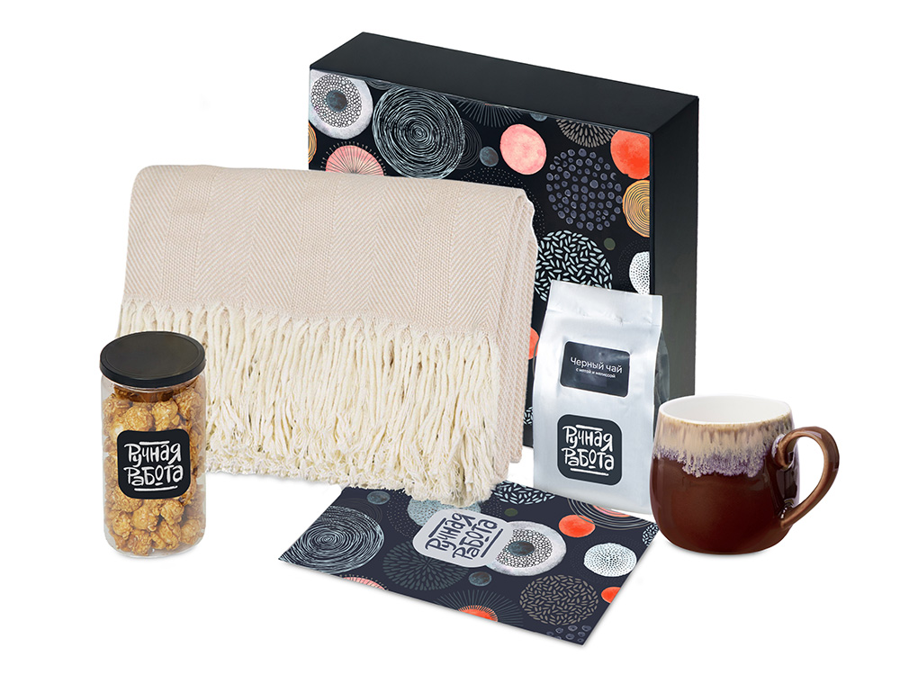 Подарочный набор Re:y. Haven  с пледом, кружкой и чаем с логотипом  | Print Logo