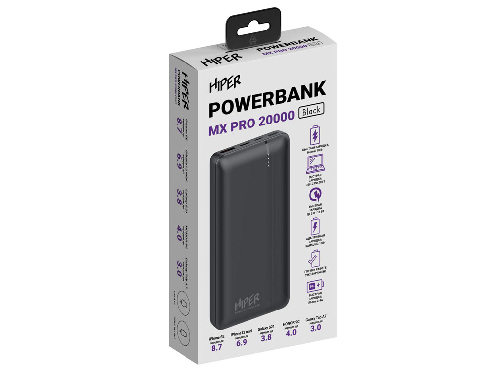 Портативный внешний аккумулятор MX PRO 20000 Black