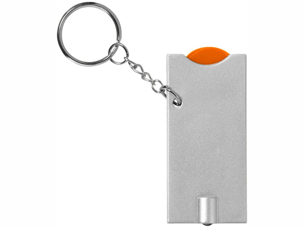 Брелок-держатель для монет Allegro с фонариком, оранжевый/серебристый