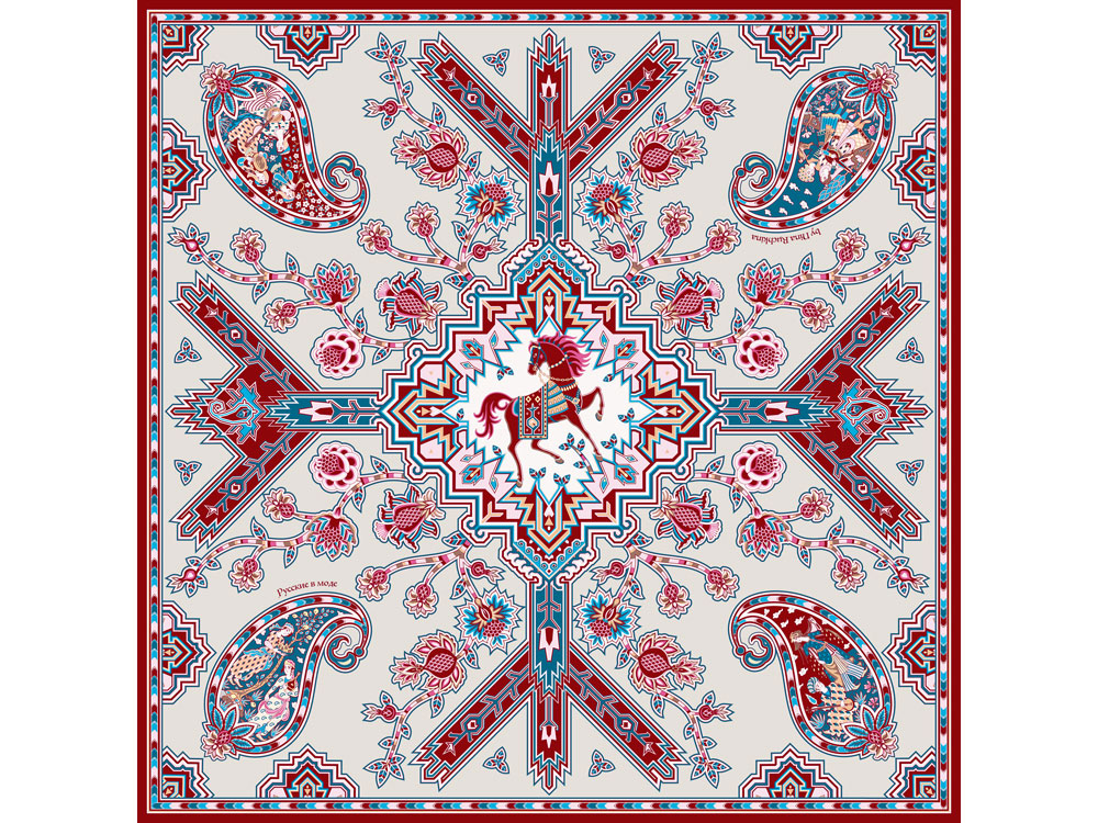 Платок Кавказский скакун с логотипом Русские в моде | Print Logo