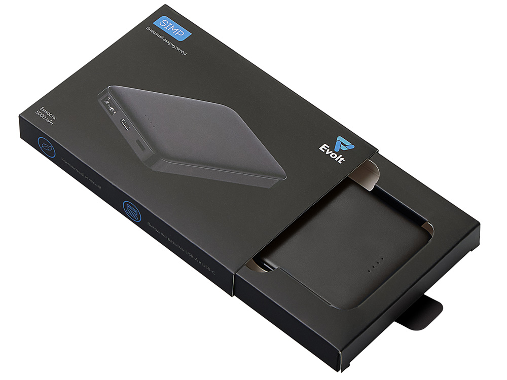 Внешний аккумулятор Simp, 5000 мАч, черный