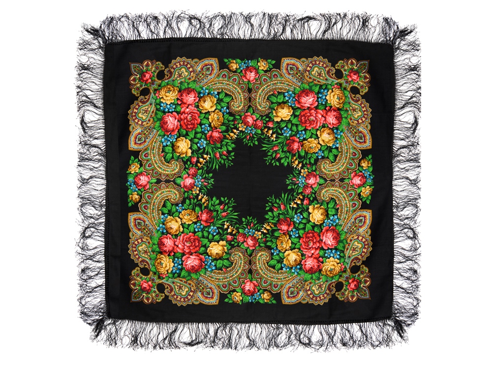 Павлопосадский платок, черный