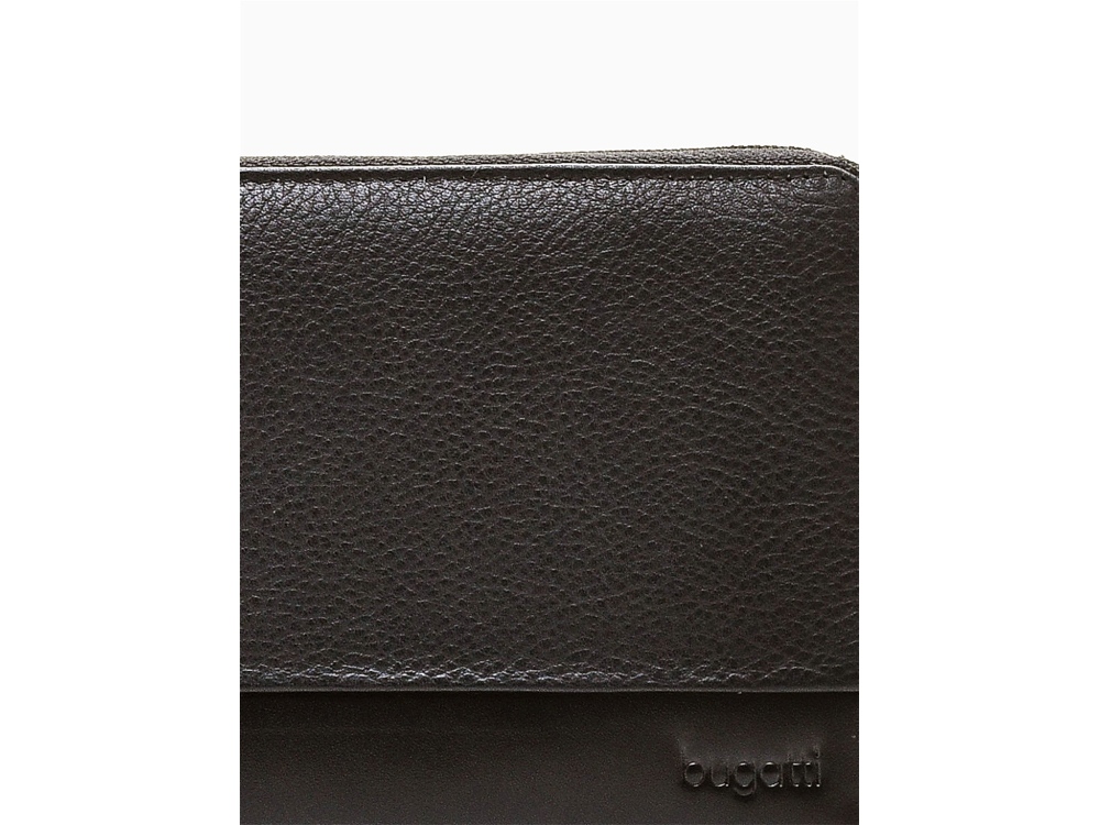 Кошелёк BUGATTI АТЛАНТА | ATLANTA, на молнии, чёрный, натуральная воловья кожа, 19,5х2,5х10,5 см