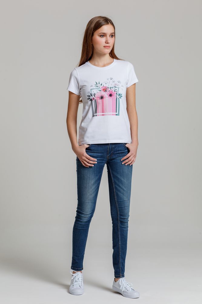 Футболка женская Bloom — пример нанесения логотипа (Принтэссенция) | Print Logo