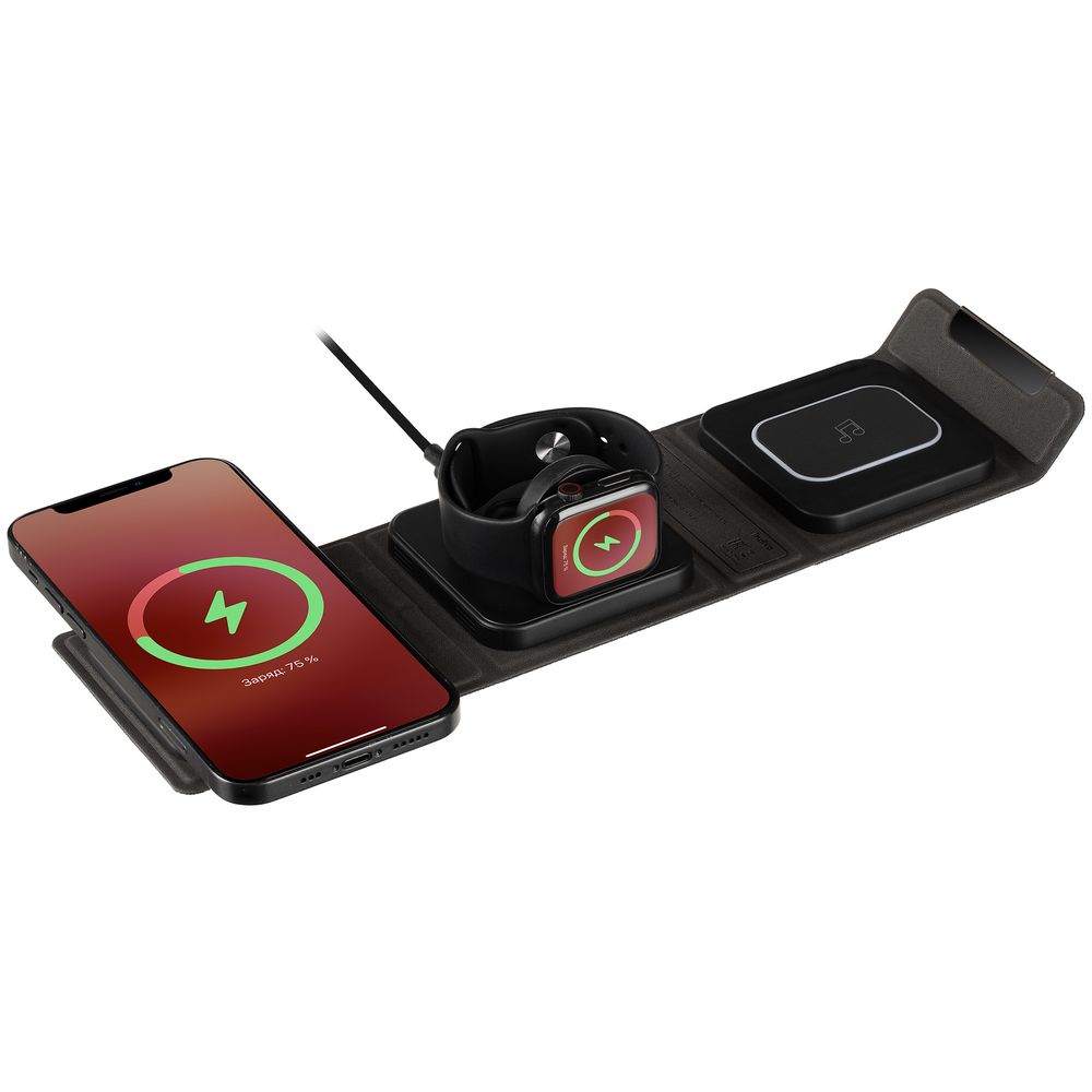 Складная станция беспроводной зарядки triFlex с логотипом Indivo | Print Logo