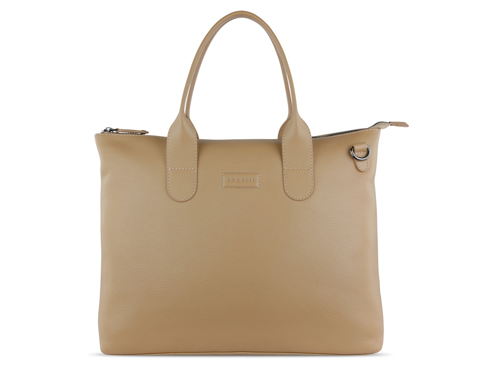 Сумка-шоппер BUGATTI ЭЛЬЗА | ELSA, песочного цвета, воловья кожа/полиэстер, 46х11х31,5 см