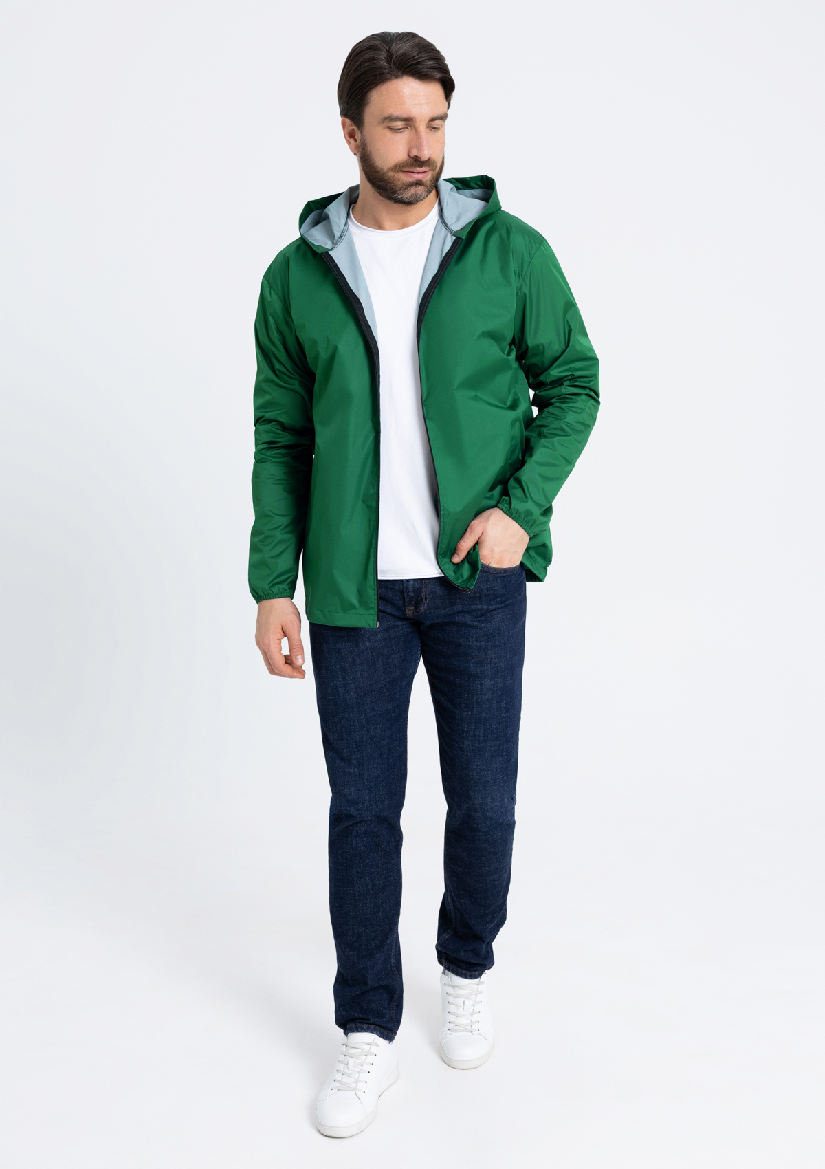 Ветровка унисекс STAN дюспо 210T, 85, 59, Тёмно-зелёный,  (130)  (44/XS)