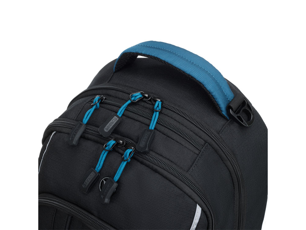 Рюкзак TORBER РАКЕТА с отделением для ноутбука 15.6, чёрный/синий, нейлон, 32 х 14 х 50 см, 22л