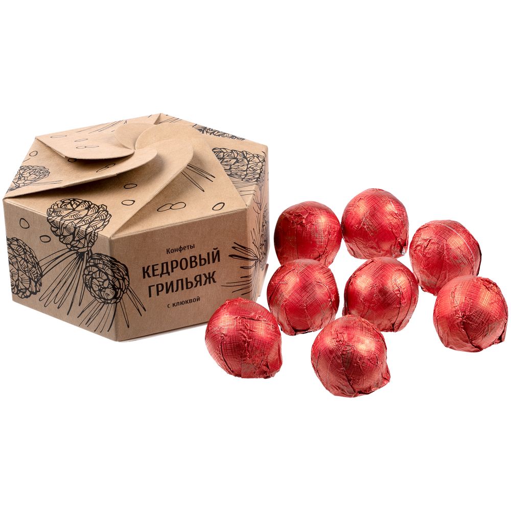 Конфеты «Мягкий кедровый грильяж» с клюквой — пример нанесения логотипа (сделано в России) | Print Logo