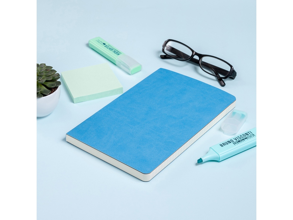 Ежедневник А5 недатированный Megapolis Velvet Flex, небесно-голубой