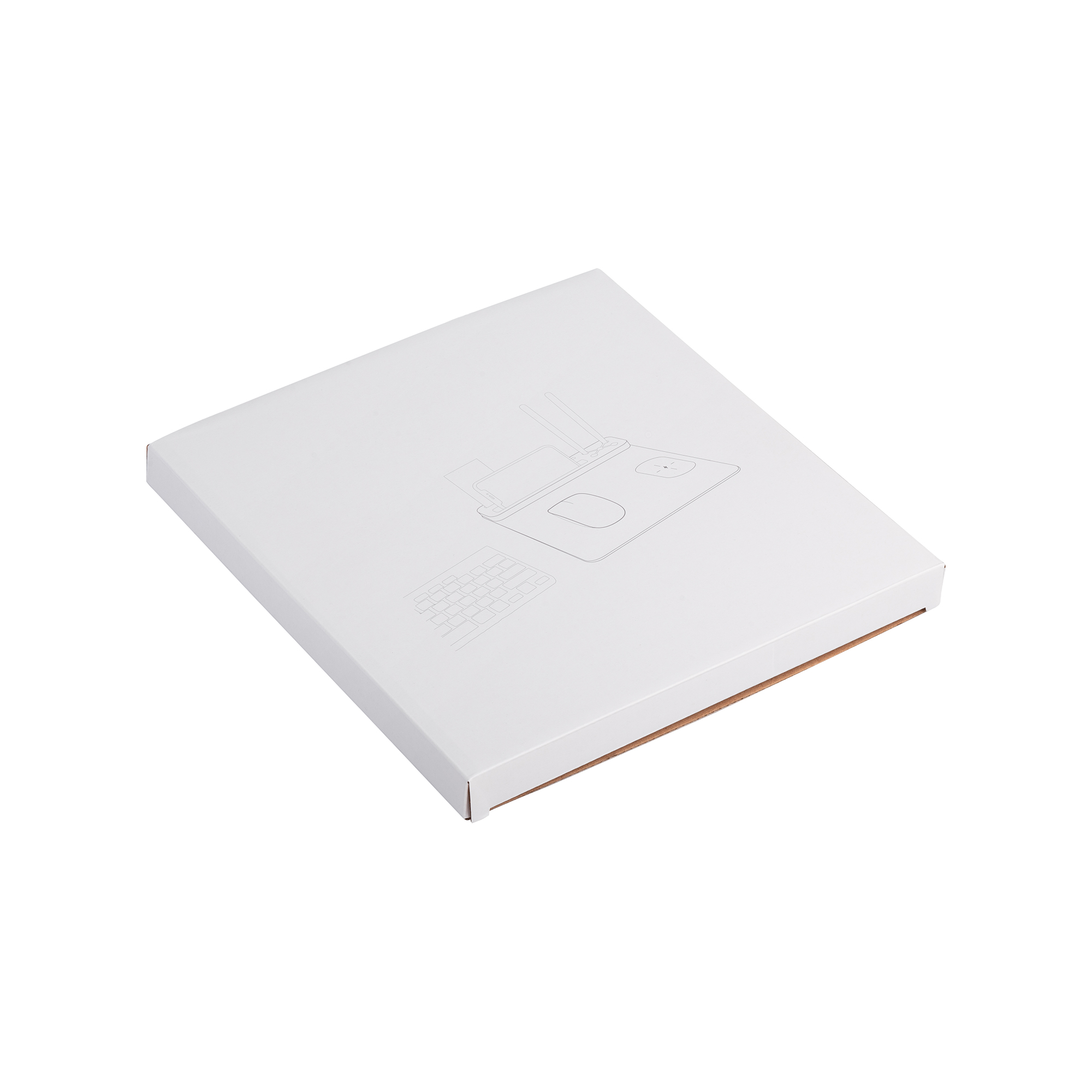 Настольная подставка с беспроводным зарядным устройством, переработанная кожа/бамбук фото на сайте Print Logo.