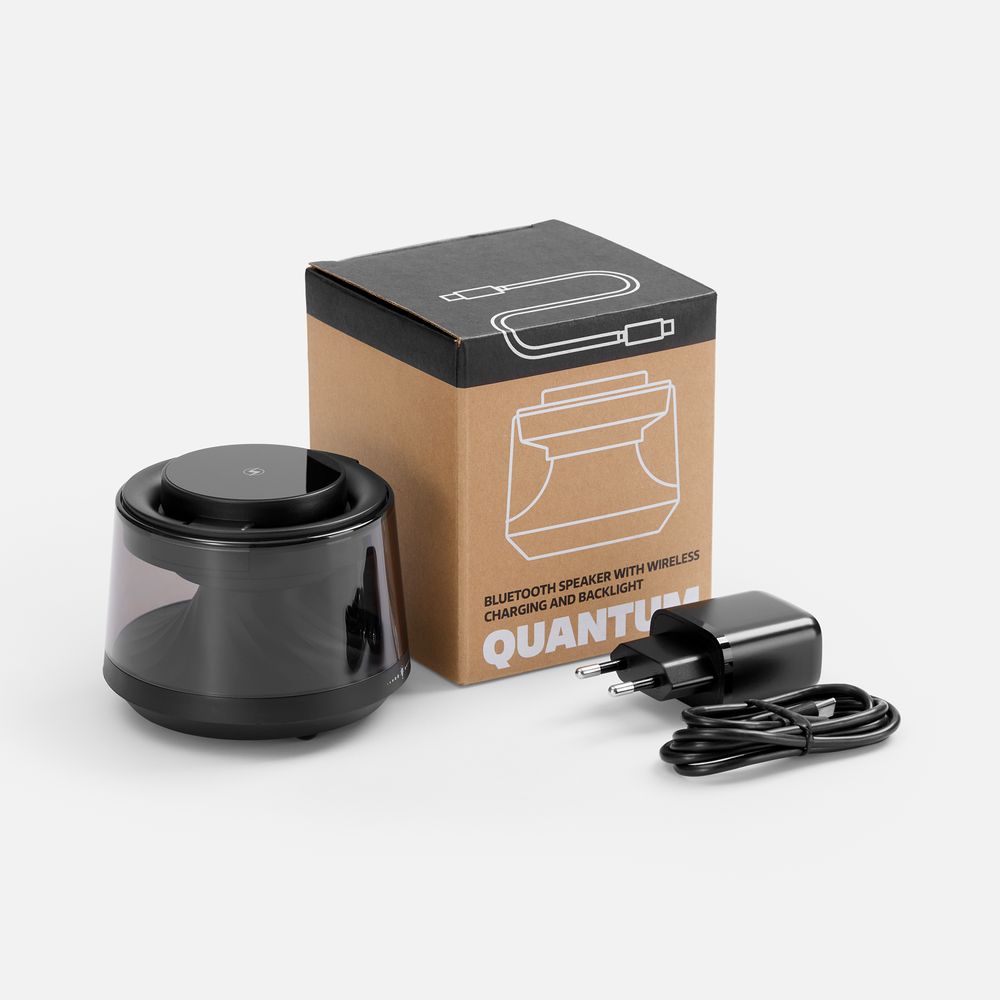 Bluetooth-колонка с подсветкой и беспроводной зарядкой Quantium фото на сайте Print Logo.