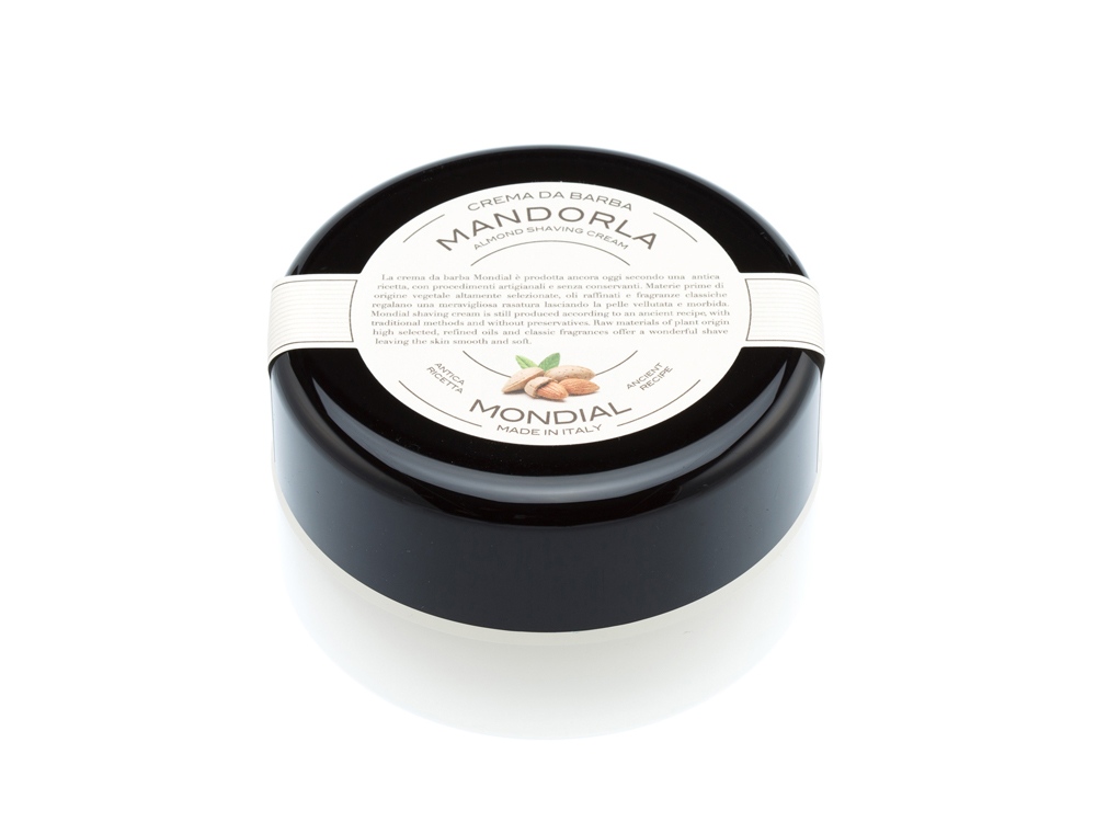 Бритвенный набор Mondial: станок MACH3, помазок, крем для бритья Mandorla, цвет черный