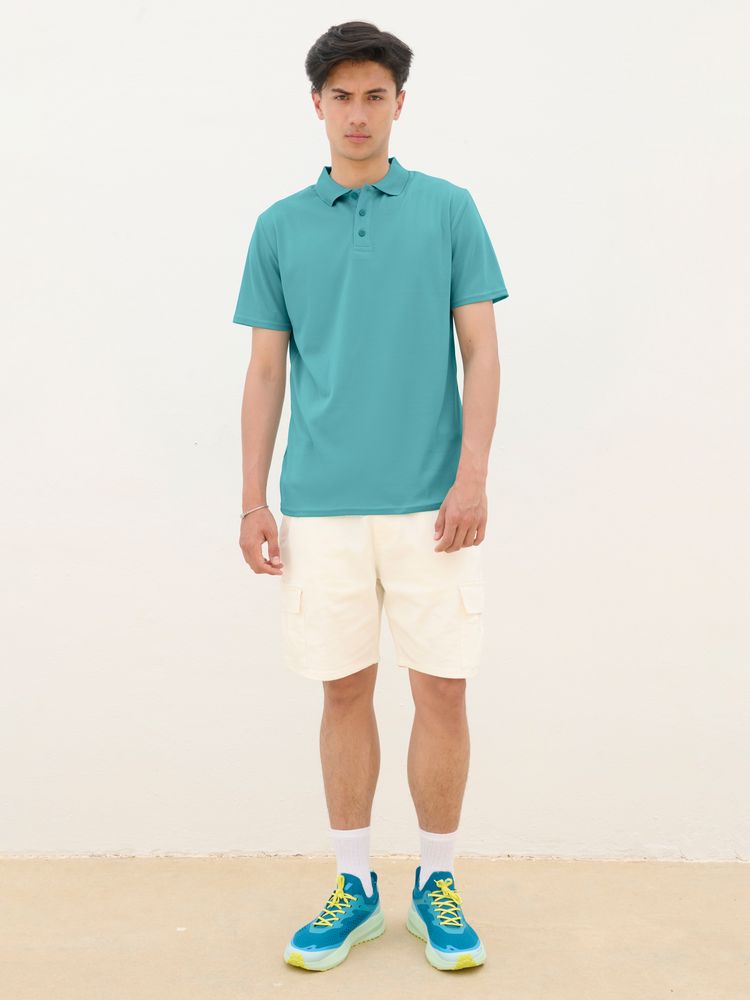 Рубашка поло унисекс Pitcher, голубая (морская волна), размер L