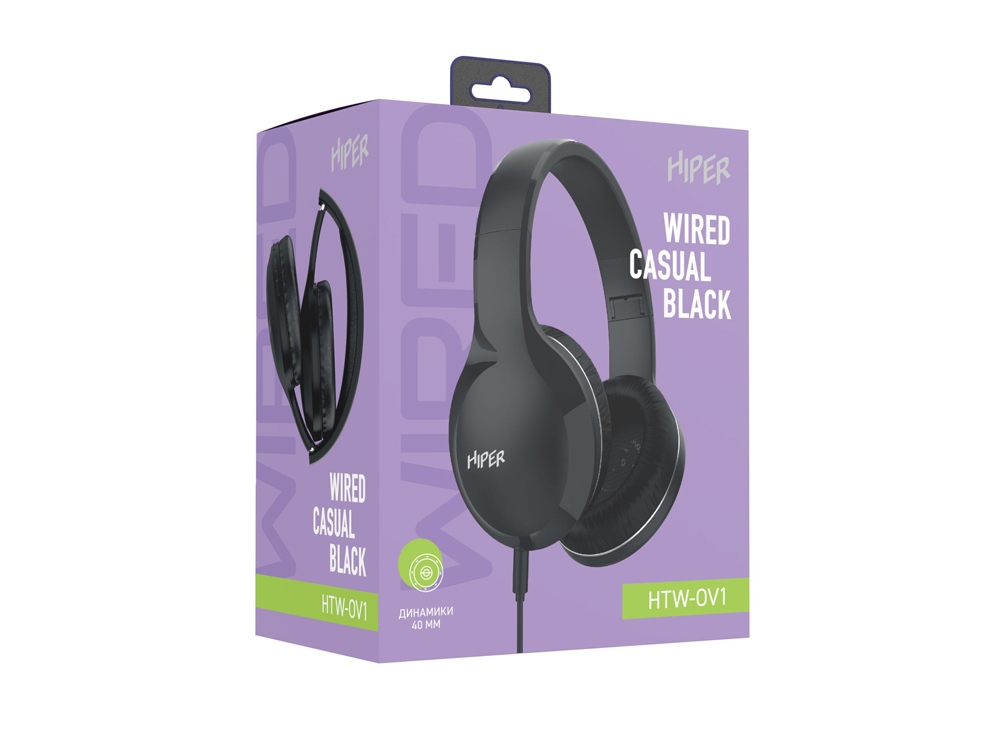 HIPER Наушники накладные WIRED CASUAL BLACK HTW-OV1 (Р)